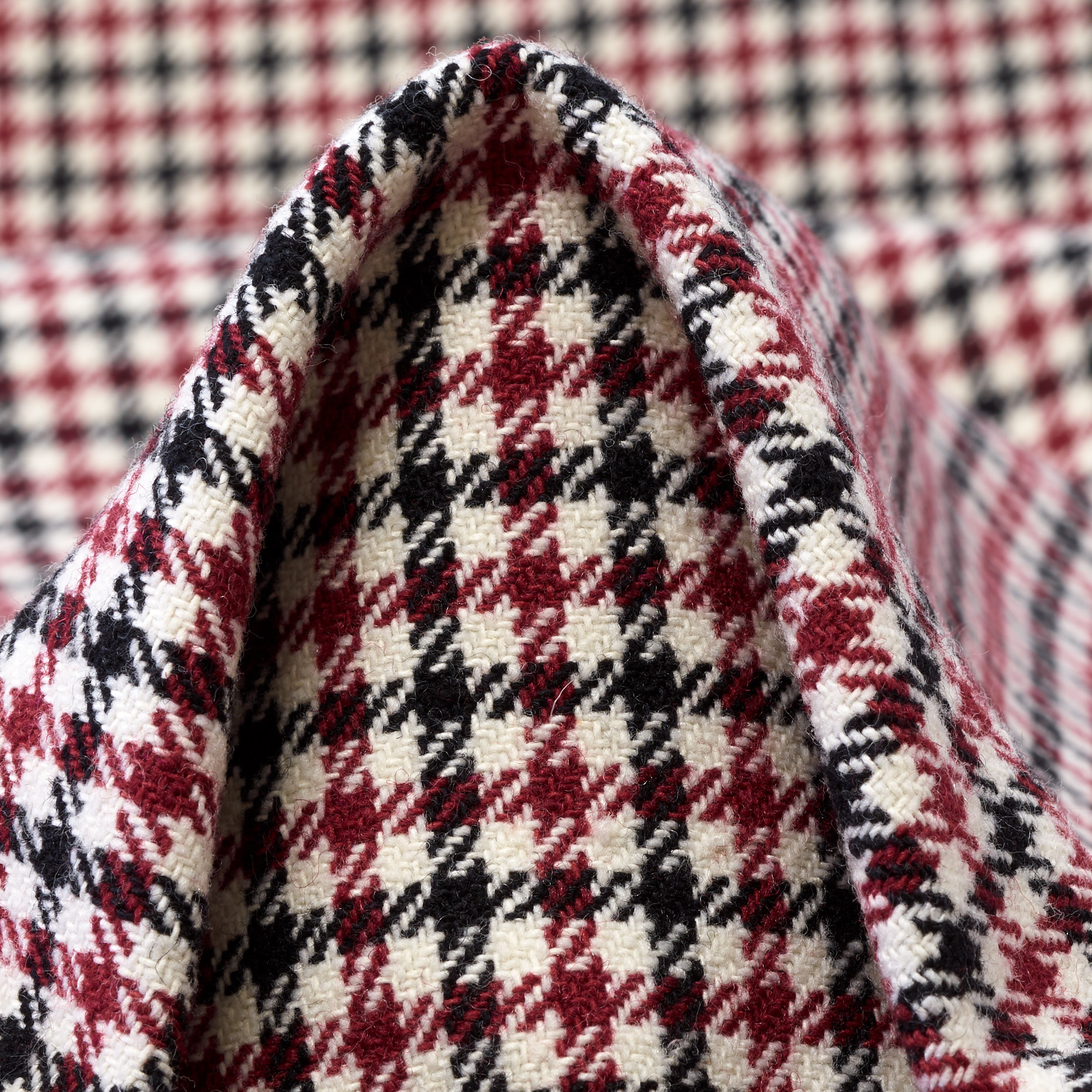 Double, Double layer laser cut, Double Jersey, Wool Blend, Bonded, Carmine Red&Ivory