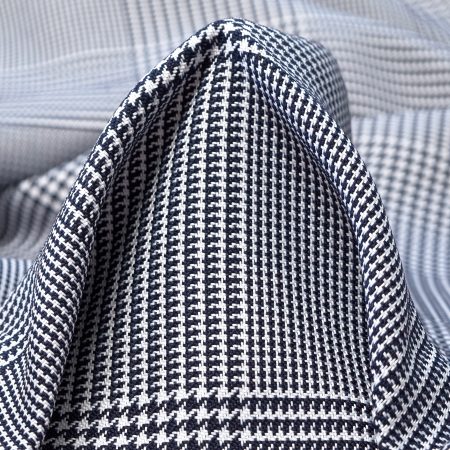 Double, Cotton Blend, Check, Antique White&Raven Black