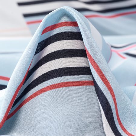 Crêpe De Chine, Silk, Printed, Skyway