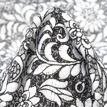 Lace, Jacquard, Floral, Snow White&Black