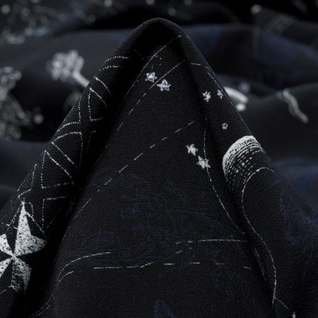 Crêpe, Viscose, Printed, Raven Black&Brilliant White