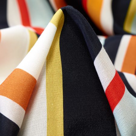 Crêpe, Viscose, Stripes, White Jade