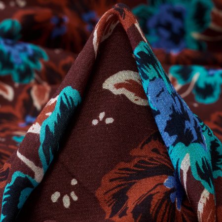 Crêpe, Viscose, Printed, Sea Jet&Merlot