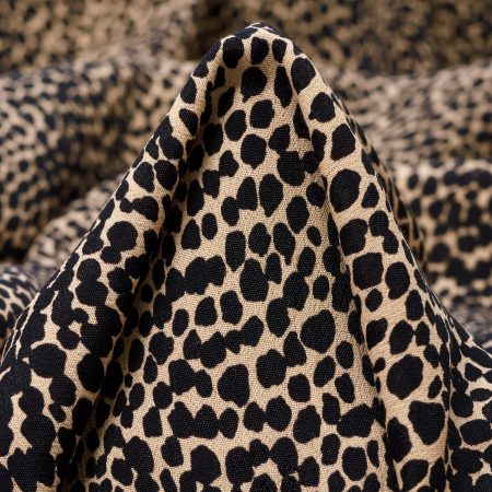 Crêpe, Viscose, Printed, Almond Peach&Raven Black