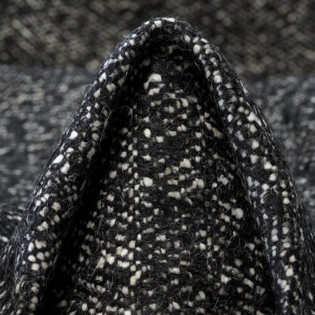 Carded Wool, Melange, Antique White&Raven Black