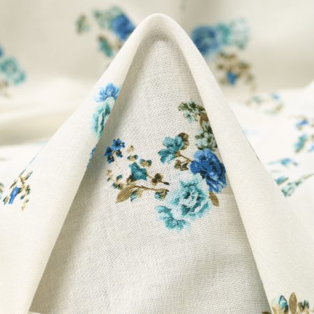 Voile, Cotton, Floral, Milky Turquoise