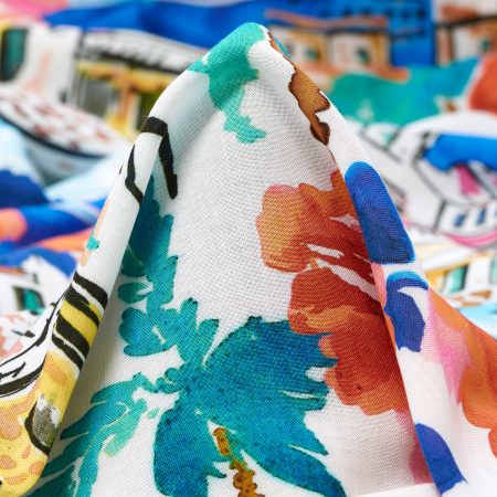 Viscose, Printed, Mediterranean Blue&Color Mix