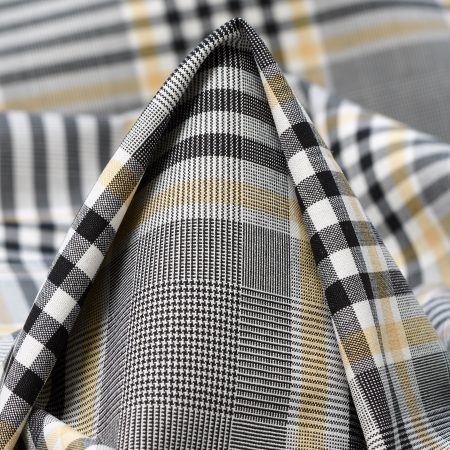 Poplin, Viscose Blend, Check, Sand&Raven Black