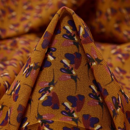 Crêpe, Floral, Transparent, Golden Ochre&Raven Black