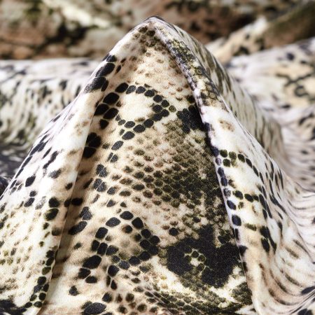 Satin, Viscose Blend, Animal, Antique White&Raven Black