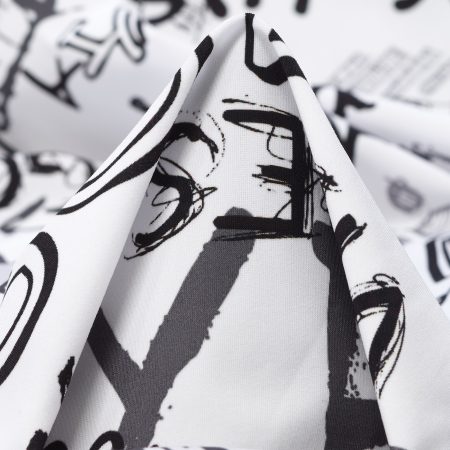 Techno Jersey, Printed, High Elasticity, Raven Black&Brilliant White