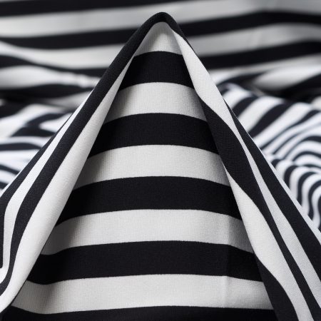 Techno Jersey, Stripes, High Elasticity, Raven Black&Brilliant White