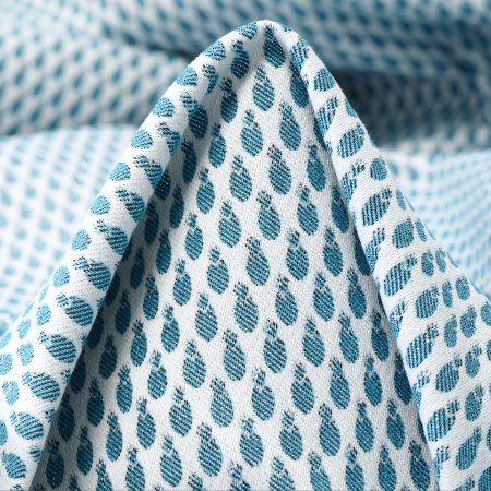 Jacquard, Cotton Elastic, Snow White&Dusty Turquoise