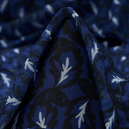 Tulle, Elastic, Printed, Blue Quartz&Raven Black