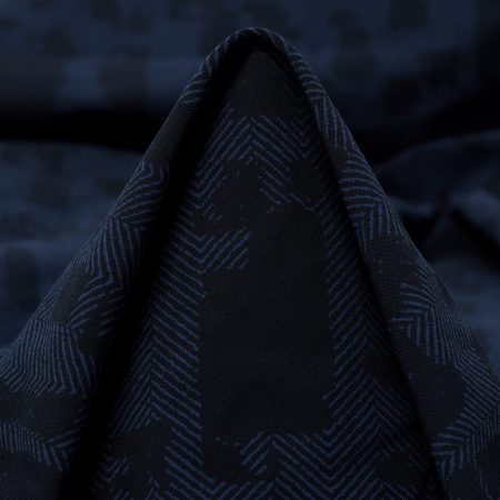 Techno Jersey, Printed, High Elasticity, Blue Indigo&Raven Black