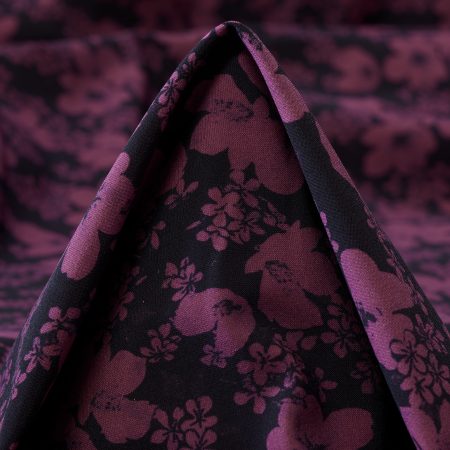 Techno Jersey, Printed, High Elasticity, Raven Black&Dahlia Mauve