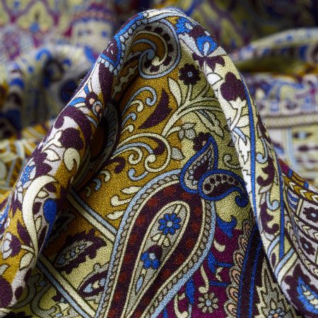 Crêpe, Viscose, Printed, Mustard