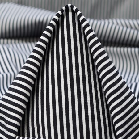 Techno Jersey, Stripes, High Elasticity, Raven Black&Brilliant White