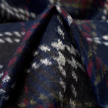 Jersey, Wool Blend, Check, Navy Peony&Merlot