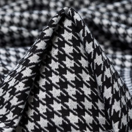 Jersey, Jacquard, Wool Blend, Raven Black&Brilliant White