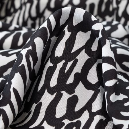 Lining, Cupro, Printed, Raven Black&Brilliant White
