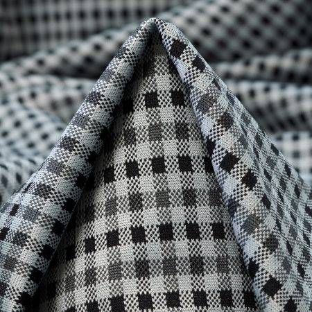 Jersey, Jacquard, Check, Raven Black&Ghost Gray
