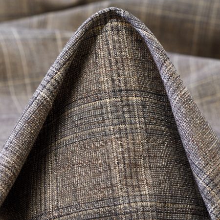 Viscose, Linen, Check, Ghost Gray