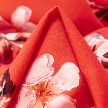 Crêpe, Printed, Coral