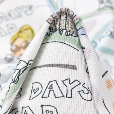 Rib Jersey, Cotton, Printed, Brilliant White&Sky