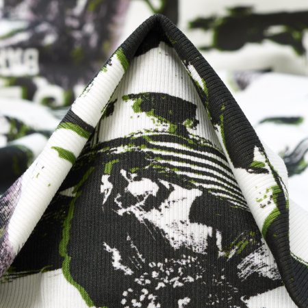 Rib Jersey, Cotton, Printed, Ivory&Artichoke