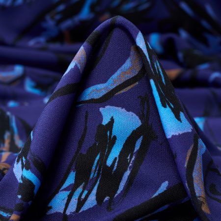 Jersey, Crêpe, Printed, Blue Depths&Multicolor