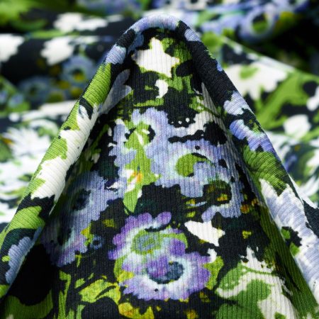 Rib Jersey, Printed, Floral, Grasshopper&Cornflower