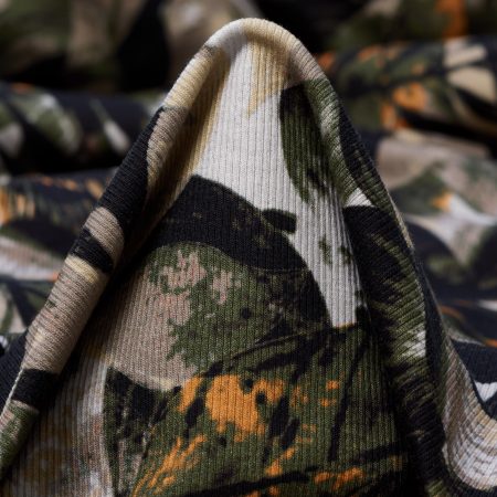 Rib Jersey, Cotton, Printed, Four Leaf Clover&Orange Jam