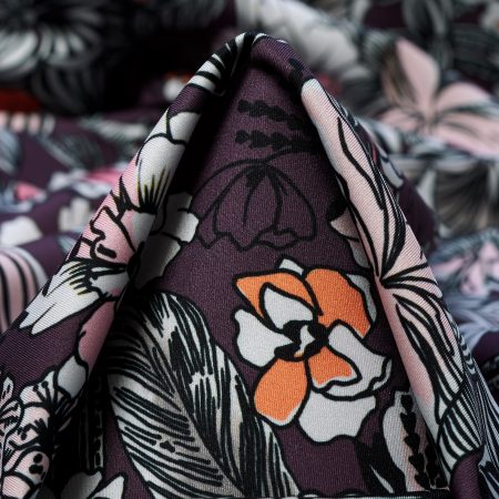Techno Jersey, Polyamid, Printed, Plum&Dusty Orange