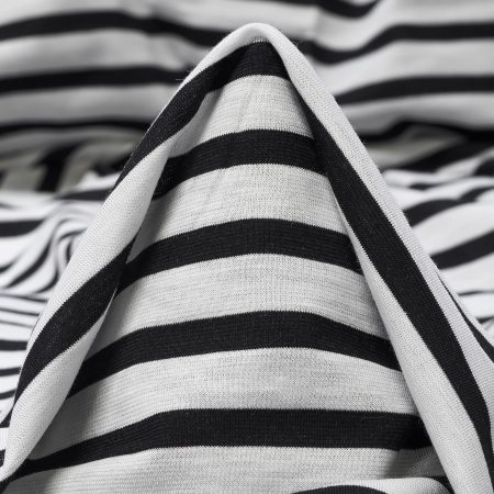 Single Jersey, Cotton, Stripes, Raven Black&Snow White