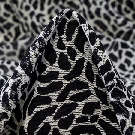 Mesh, Printed, Elastic, Ivory&Raven Black