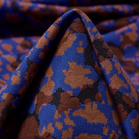 Jacquard, Cotton, Elastic, Atomic Blue&Maroon