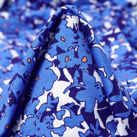 Rib Jersey, Cotton, Printed, Cornflower Blue