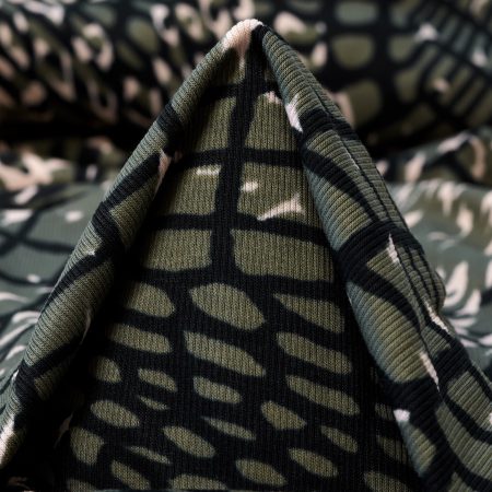 Rib Jersey, Cotton, Printed, Sage&Ivory