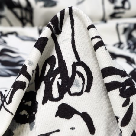 Rib Jersey, Cotton, Elastic, Ivory&Raven Black