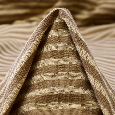 Single Jersey, Lurex, Cotton Blend, Tobacco Brown&Gilded Beige