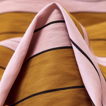 Poplin, Viscose, Stripes, Chalk Pink&Amber Gold