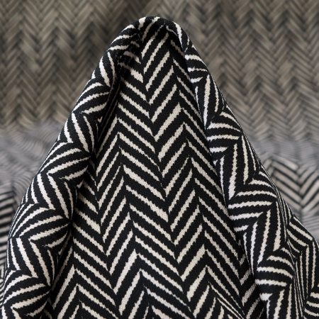 Chiffon, Crêpe, Printed, Ivory&Raven Black