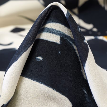 Crêpe, Printed, Cream Gold&Black Sand