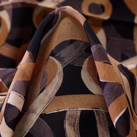 Chiffon, Silk, Printed, Carbon&Shrimp