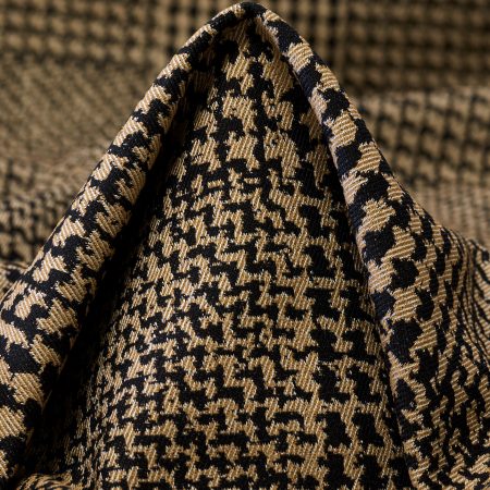 Jacquard, Cotton, Houndstooth, Irish Cream&Raven Black