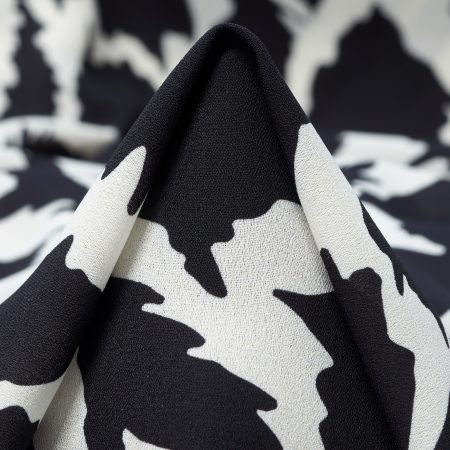 Crêpe, Printed, Raven Black&Ivory