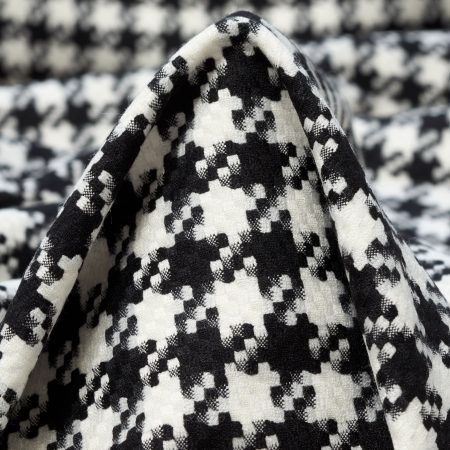 Viscose Blend, Elastic, Houndstooth, Raven Black&Snow White