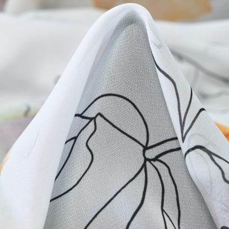 Crêpe, Viscose, Printed, White Onyx&Jaffa Orange