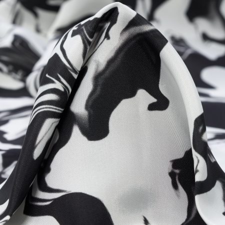 Viscose, Printed, Raven Black&Snow White